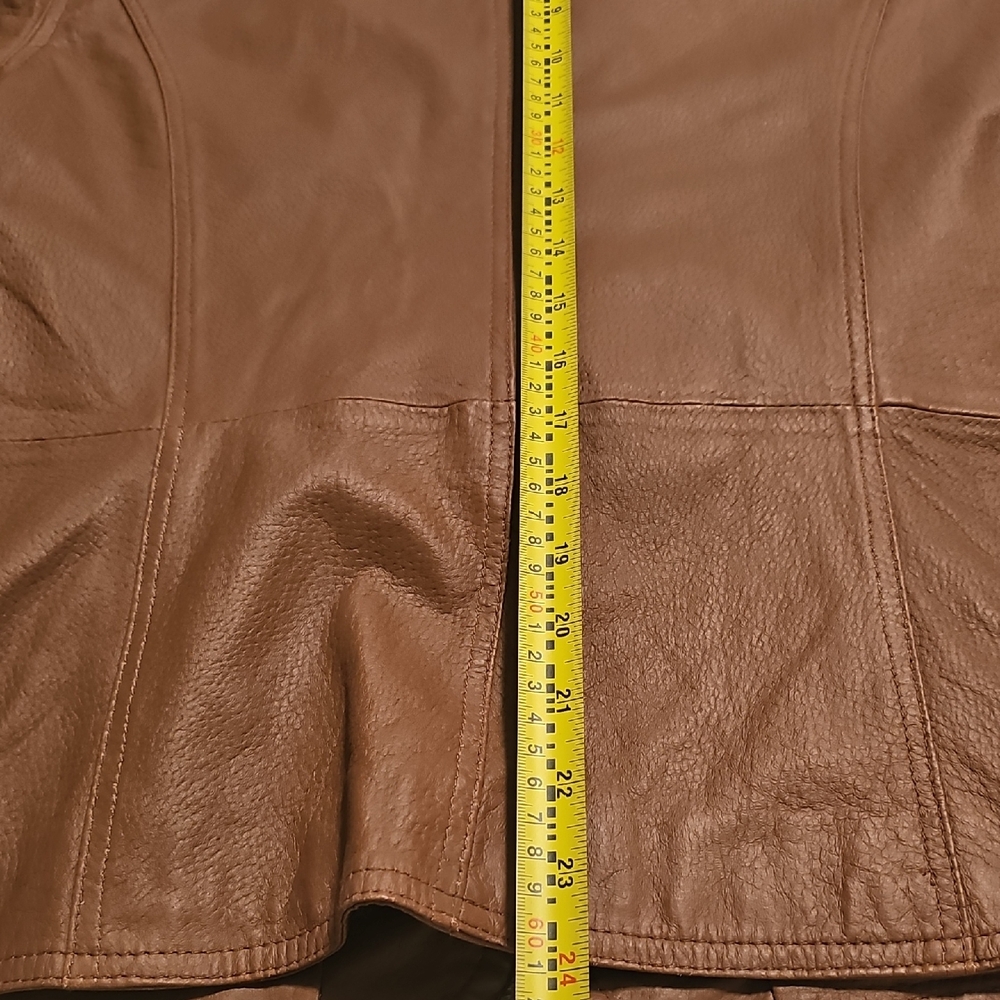 Coldwater Creek Tan Leather Jacket Womans Large - Picture 14 of 15